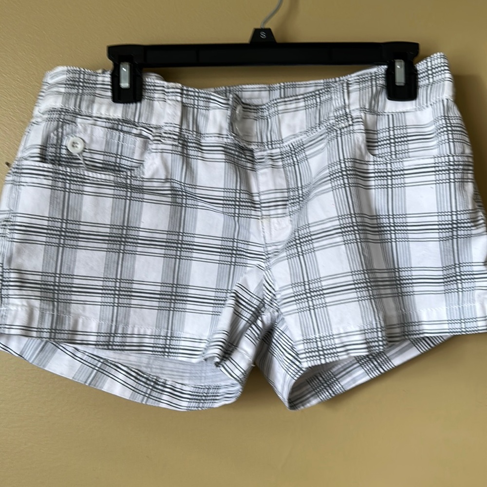 White and gray striped shorts
